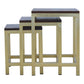 Set of 3 Golden Stools with Chunky Wooden Top