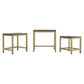 Set of 3 Golden Stools with Chunky Wooden Top