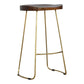 Chestnut Bar Stool with Gold Iron Base