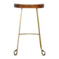 Chestnut Bar Stool with Gold Iron Base