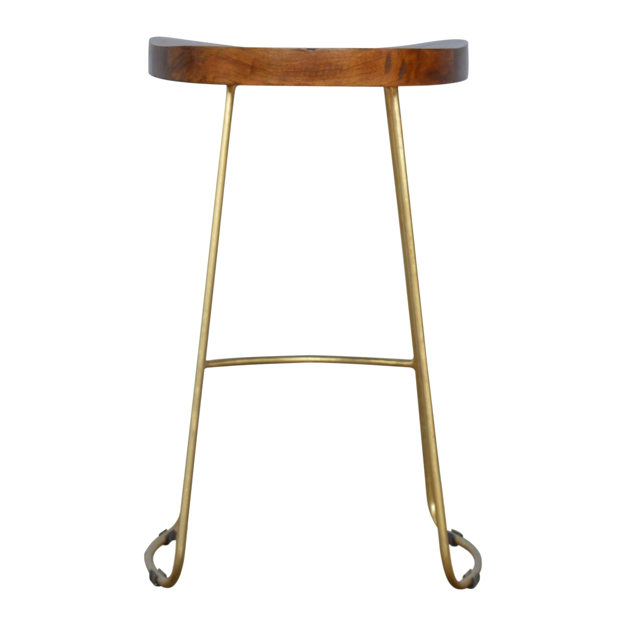 Chestnut Bar Stool with Gold Iron Base
