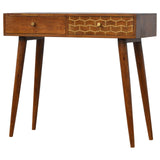 Chestnut Console Table with Gold Detail