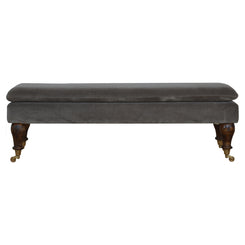 Chester Grey Velvet Bench with Castor Feet