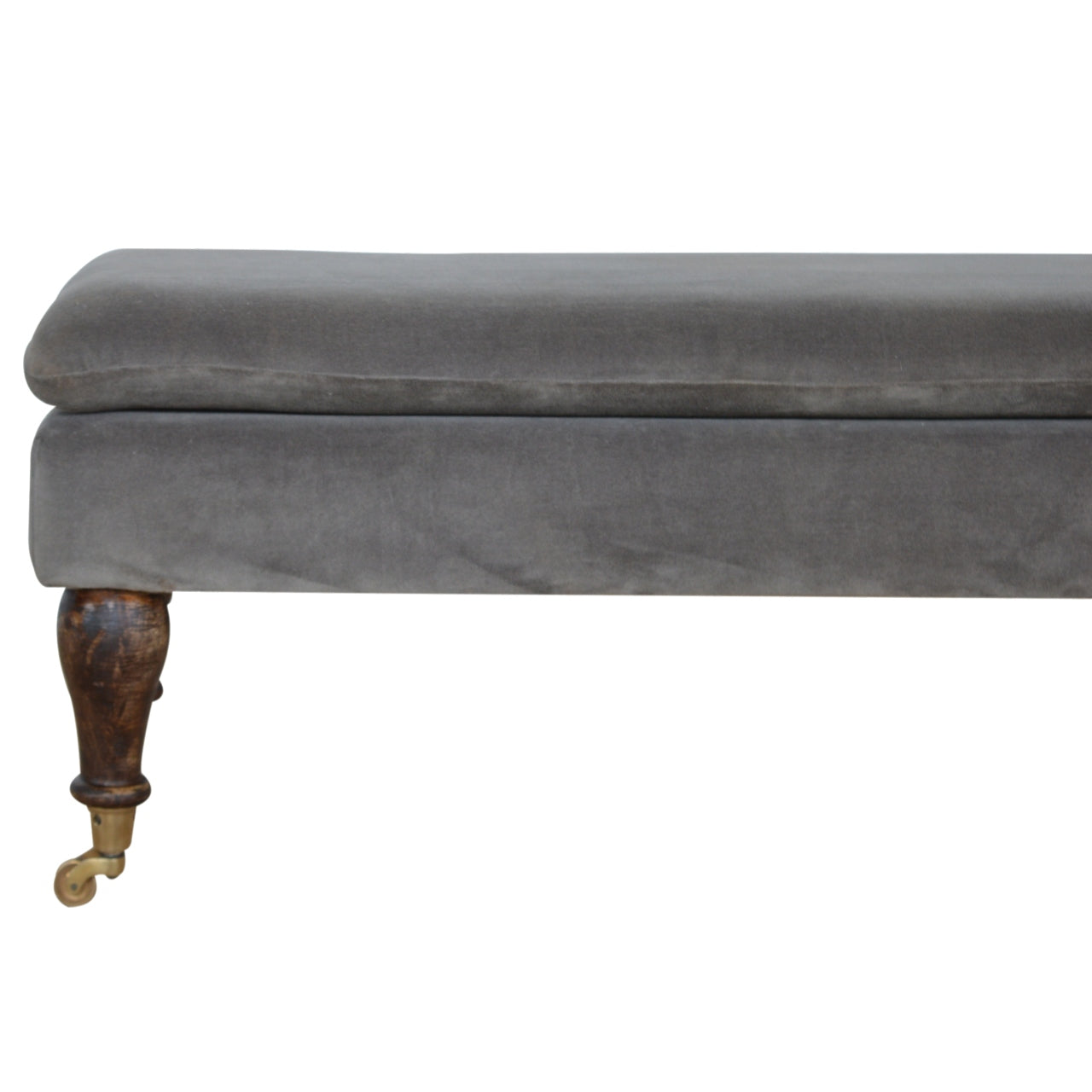 Chester Grey Velvet Bench with Castor Feet