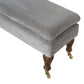 Chester Grey Velvet Bench with Castor Feet