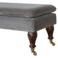 Chester Grey Velvet Bench with Castor Feet