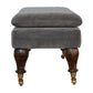 Chester Grey Velvet Bench with Castor Feet
