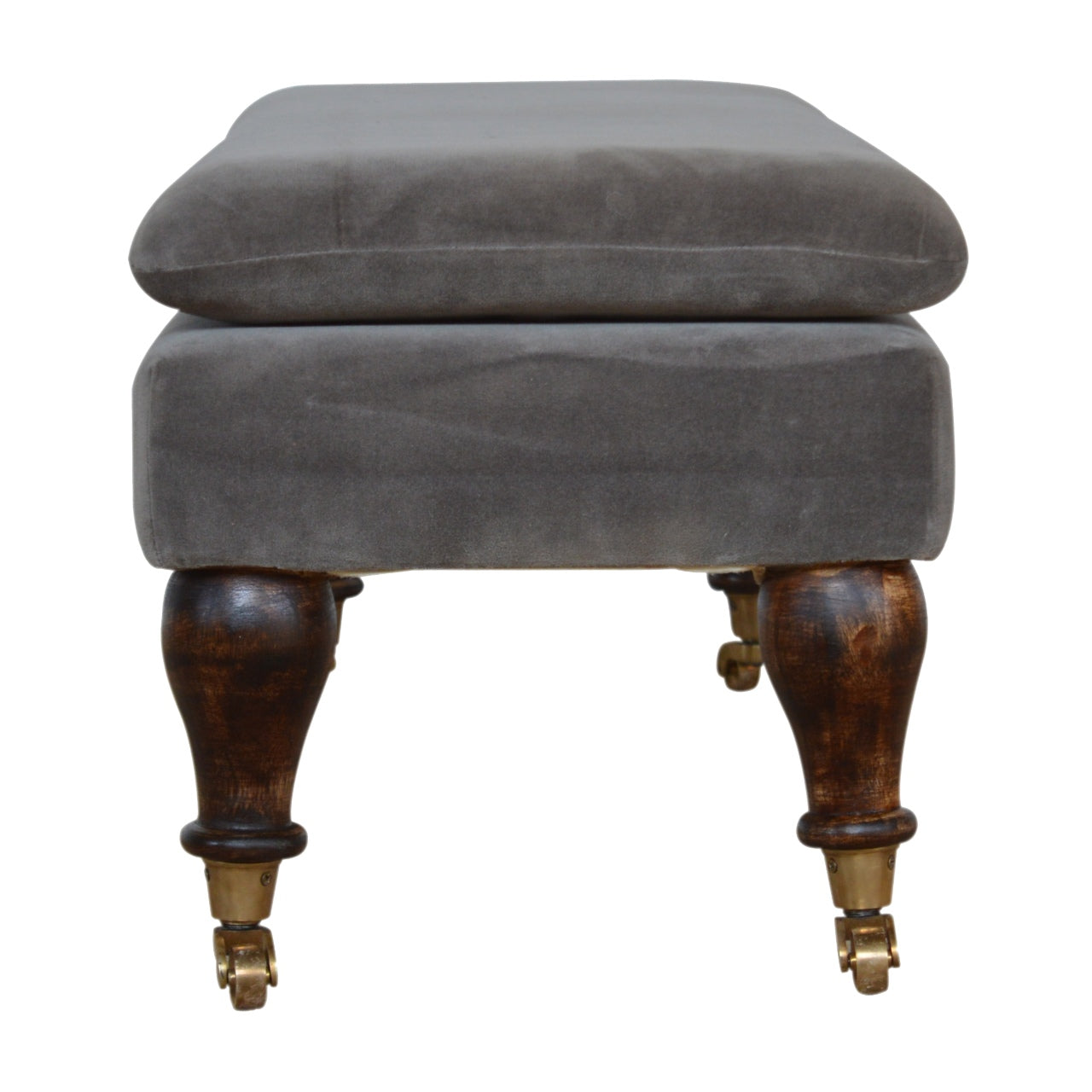 Chester Grey Velvet Bench with Castor Feet
