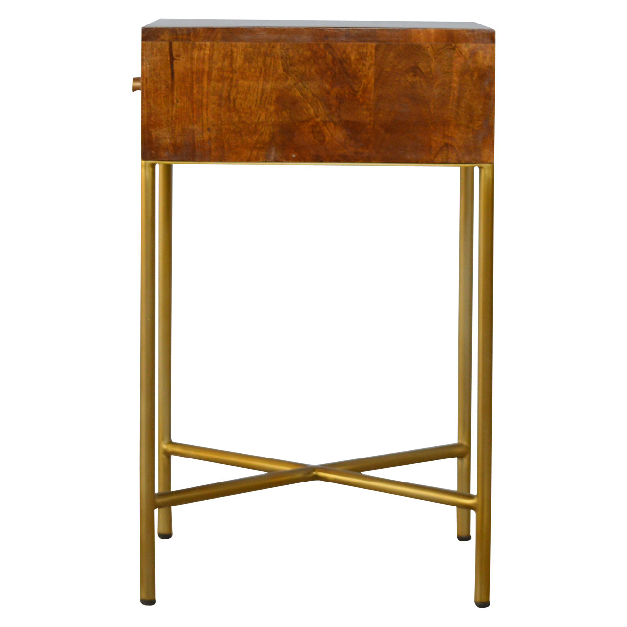 Chestnut End Table with Gold Base