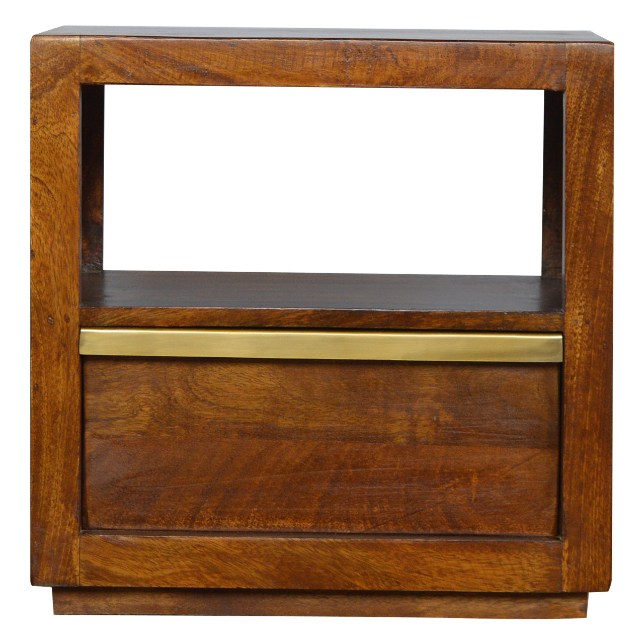 Chestnut Bedside with Gold Bar