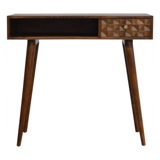 Chestnut Writing Desk with Carved Diamond Details