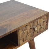 Chestnut Writing Desk with Carved Diamond Details