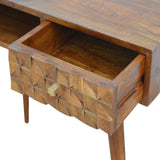 Chestnut Writing Desk with Carved Diamond Details