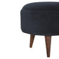 Nordic Round Black Velvet Footstool