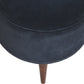 Nordic Round Black Velvet Footstool