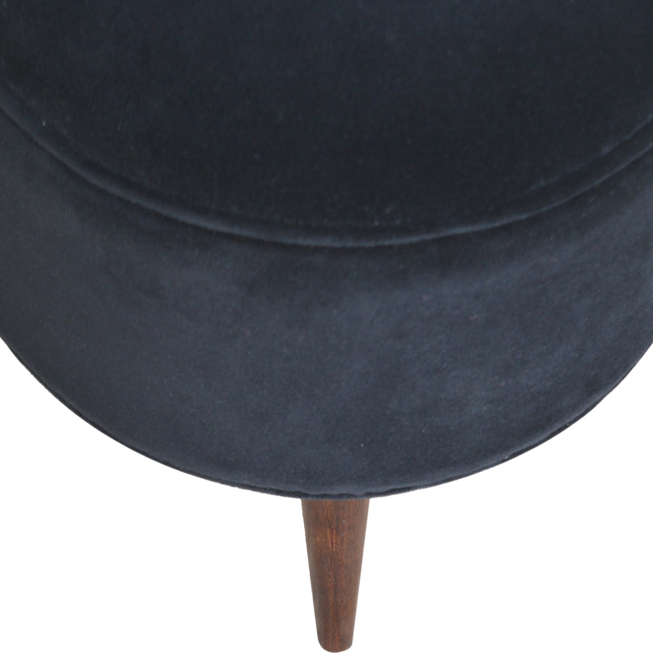 Nordic Round Black Velvet Footstool