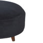 Nordic Round Black Velvet Footstool