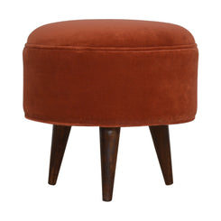 Nordic Round Brick Red Velvet Footstool for Stylish Home Decor