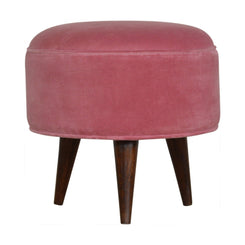Nordic Round Pink Velvet Footstool for Stylish Home Decor