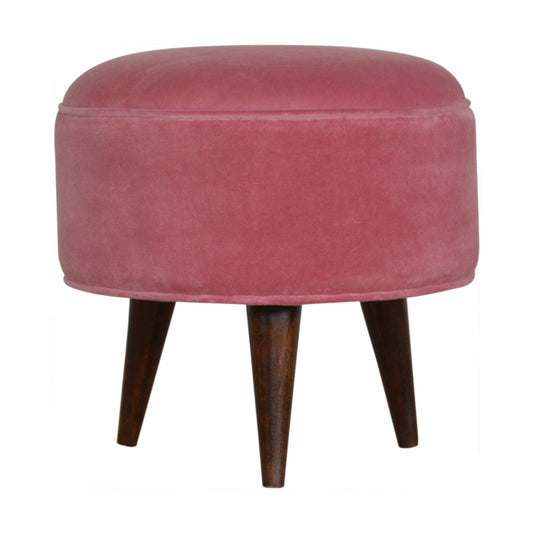 Nordic Round Pink Velvet Footstool for Stylish Home Decor