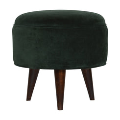 Nordic Round Emerald Green Velvet Footstool for Stylish Home Decor