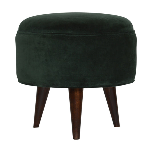 Nordic Round Emerald Green Velvet Footstool for Stylish Home Decor