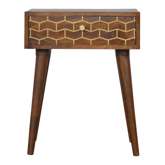 Gold Art Pattern Bedside with 1 Drawer