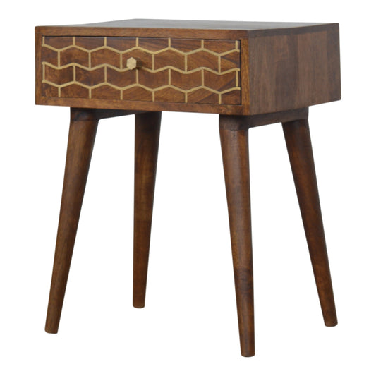Gold Art Pattern Bedside with 1 Drawer
