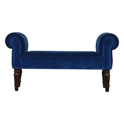 Classic Bench with Turned Feet in Royal Blue Velvet