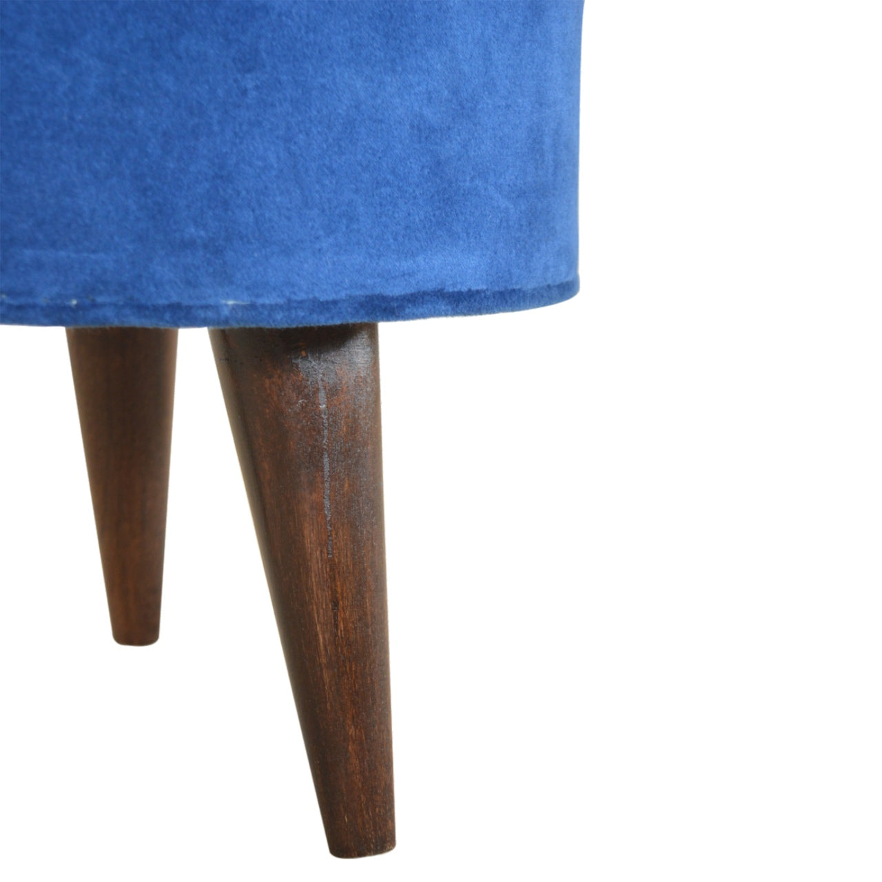 Nordic Round Royal Blue Velvet Footstool