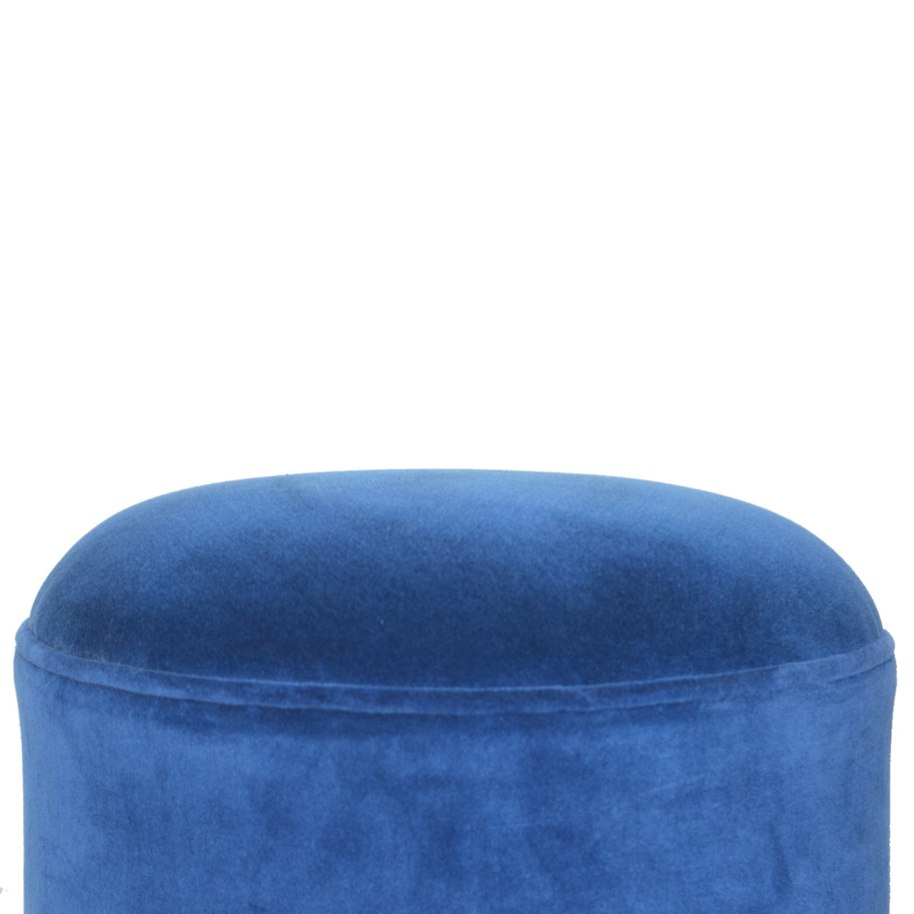 Nordic Round Royal Blue Velvet Footstool