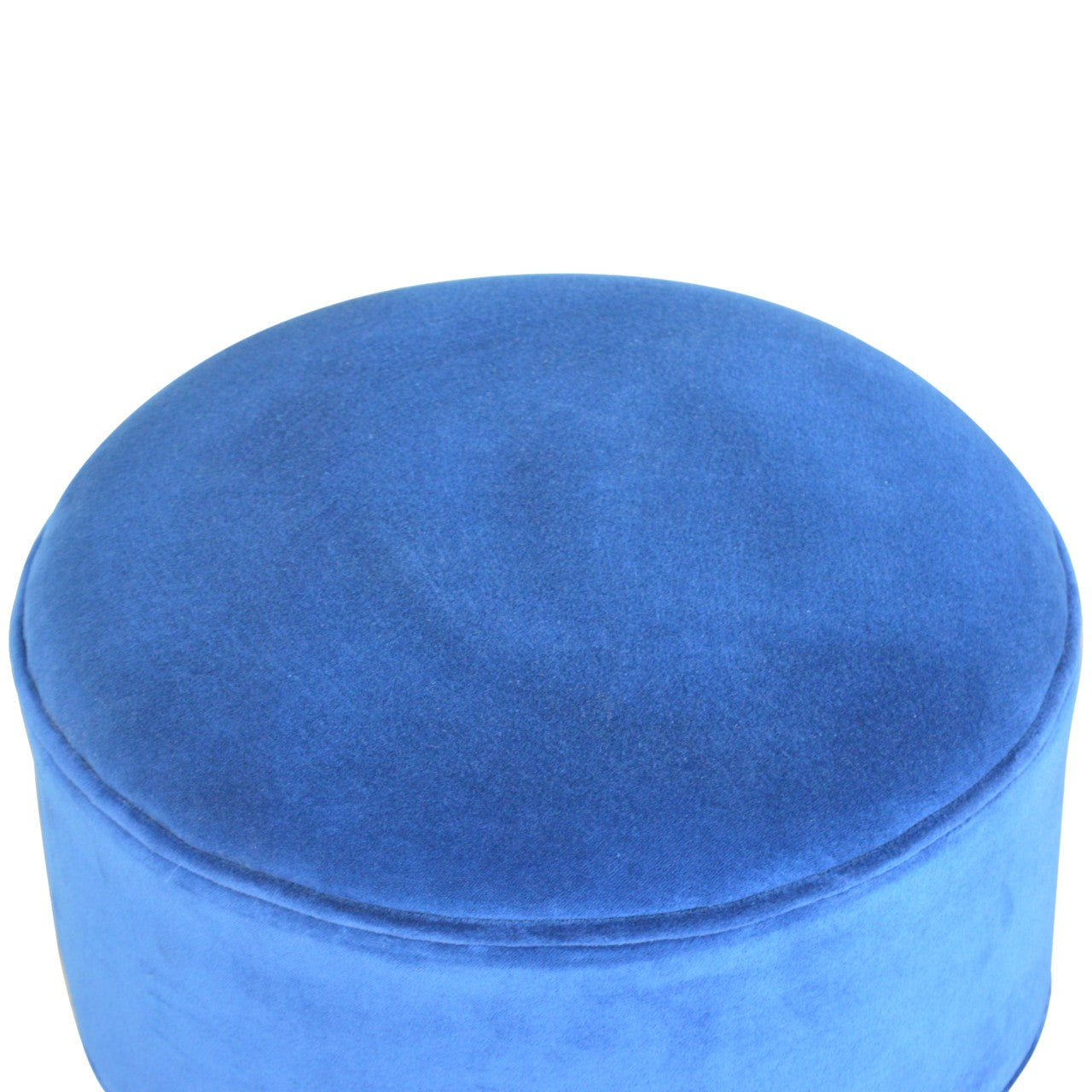 Nordic Round Royal Blue Velvet Footstool