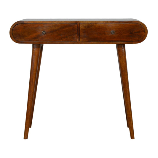 Curved Edge Chestnut Console Table