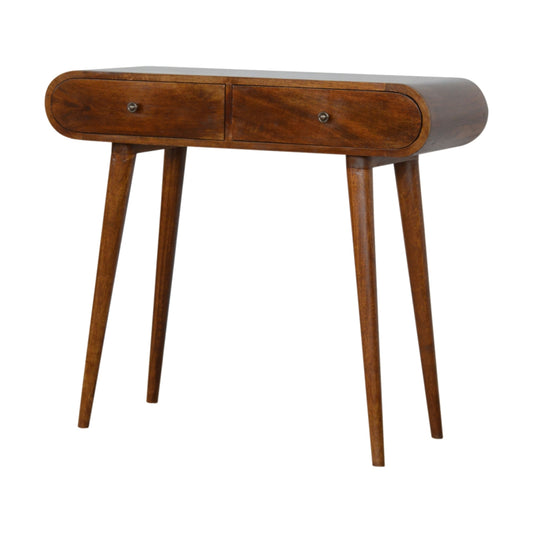 Curved Edge Chestnut Console Table