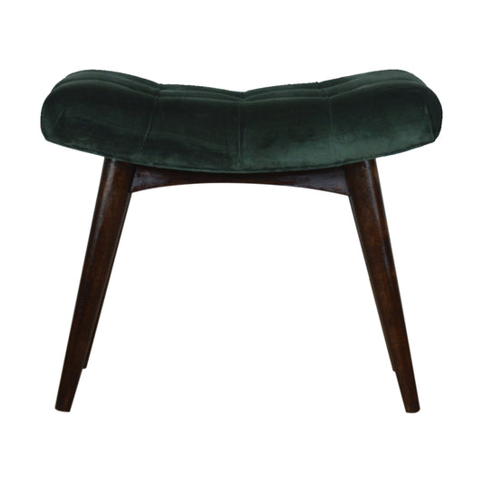 Nordic Emerald Cotton Velvet Curved Bench