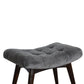 Nordic Grey Cotton Velvet Curved Bench