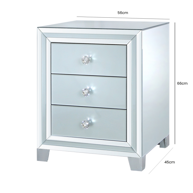 Harlem Grey Mirror Bedside Table