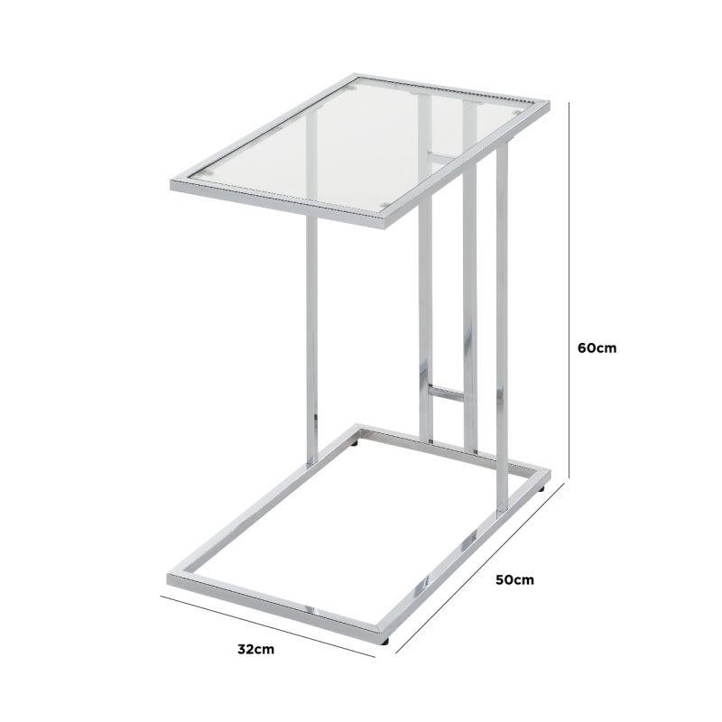 Henry C-shaped Silver  Sofa Table