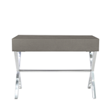 Pete Stainless Steel Faux Leather 2 Drawer Console Table