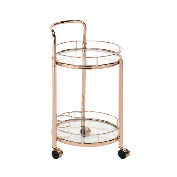 Henry Rose Gold Metal and Clear Glass Trolley