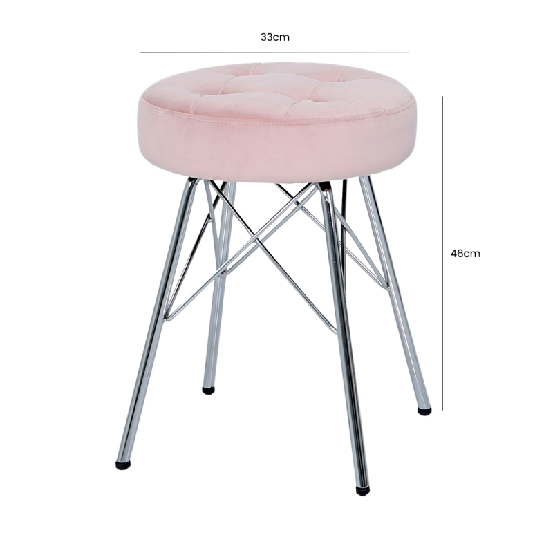 Eve Light Pink Tufted Stool *(Also available in various colours)