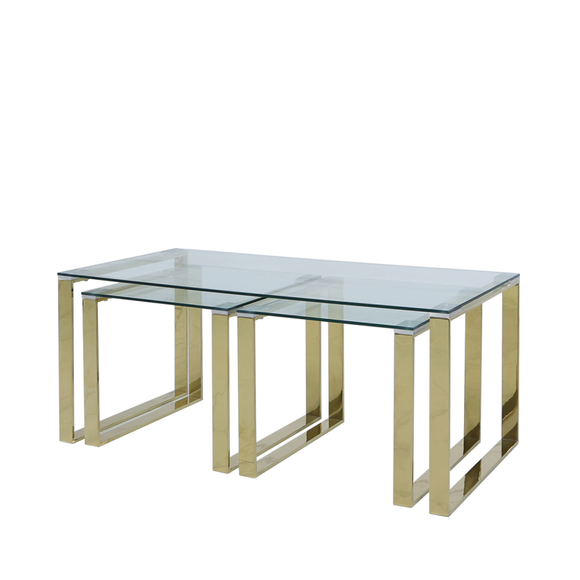 Set Of 3 Ray Gold Steel Tables