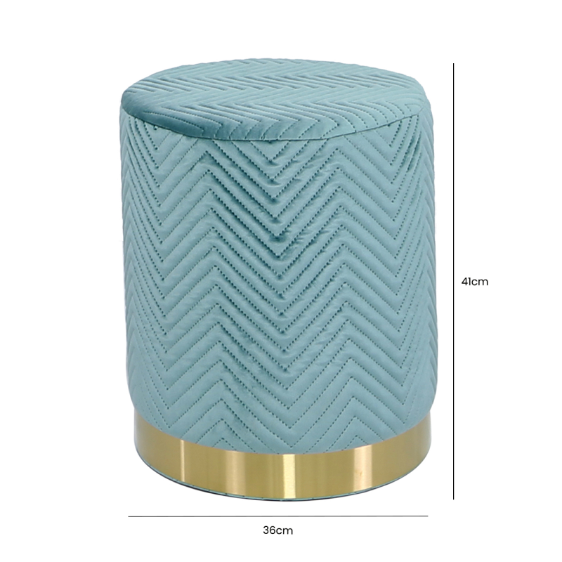 Sloan Mint Green Patterned Round Footstool