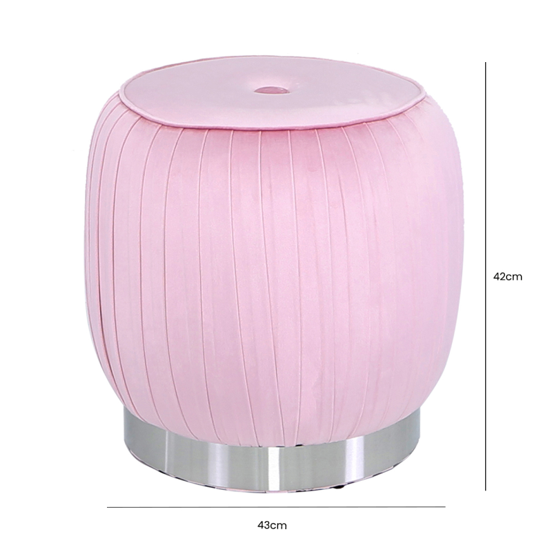 Gage Blush Pink Round Footstool