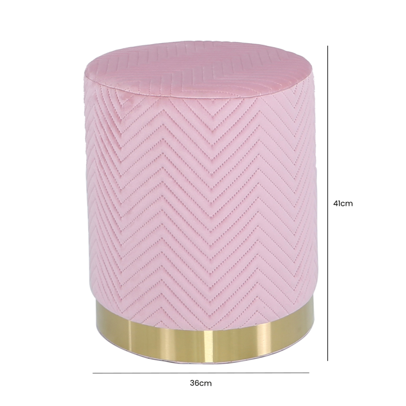 Sloan Blush Pink Patterned Round Footstool