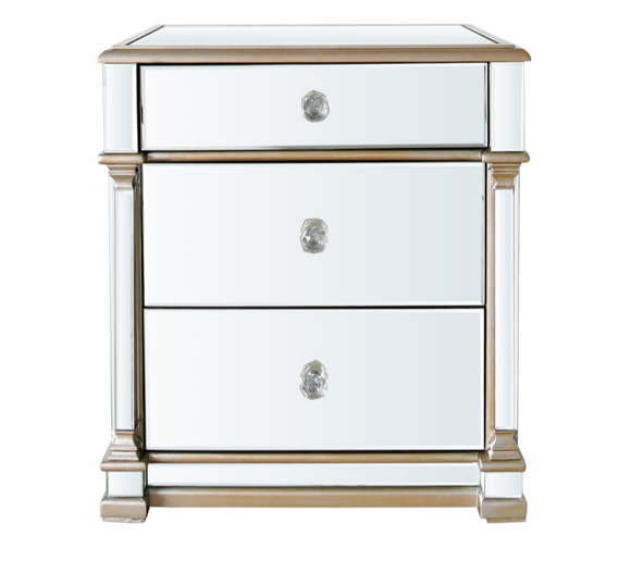 Glam Champagne Mirrored Bedside Table