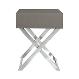 Pete Stainless Steel Faux Leather 1 Drawer End Table