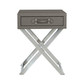 Pete Stainless Steel Faux Leather 1 Drawer End Table