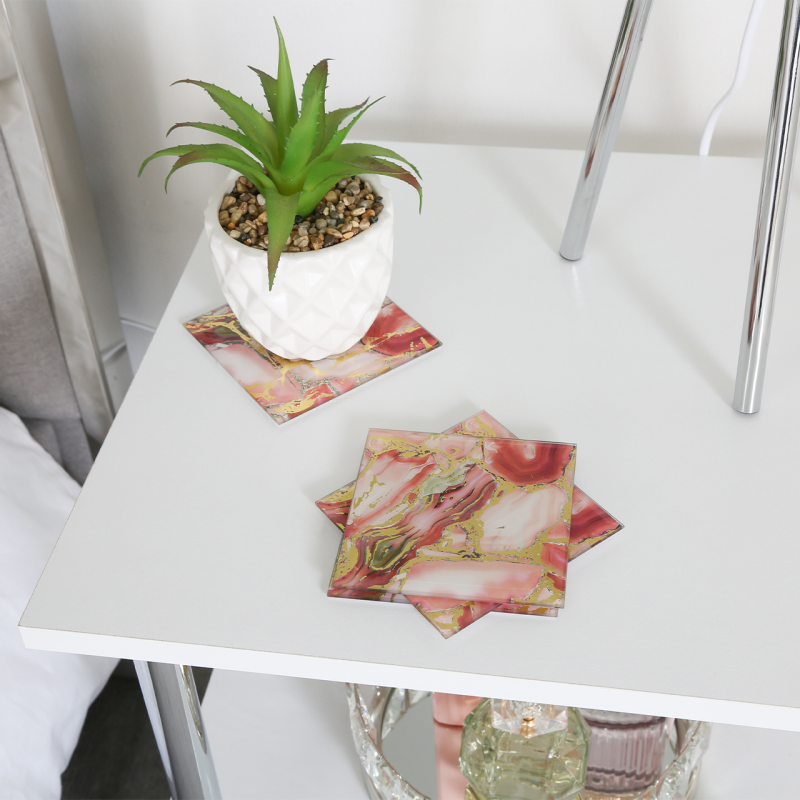 Charly White and Chrome Bedside Table