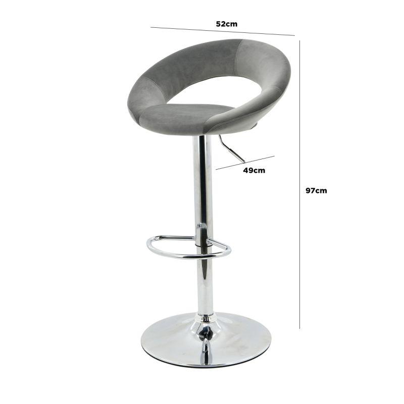 Oliver Grey Velvet Bar Stool